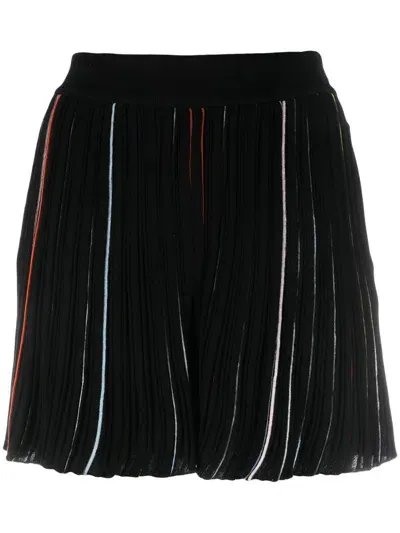 Sonia Rykiel Contrast-stripe Pleated Shorts In Black