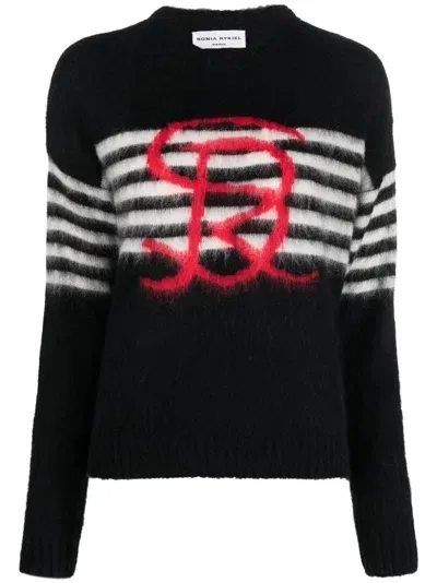 Sonia Rykiel Striped Crew Neck Jumper In Black