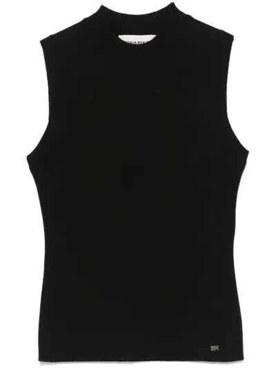 Sonia Rykiel Logo-plaque Knitted Top In Black