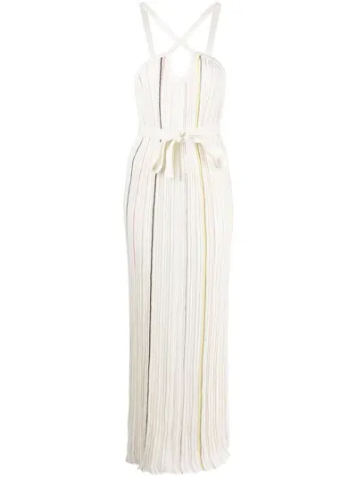 Sonia Rykiel Multicolour Striped Pleated Dress In White