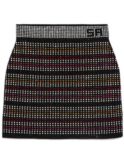 Sonia Rykiel Rhinestone Striped Mini Skirt In Black