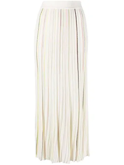 Sonia Rykiel Striped Pleated Maxi Skirt In White