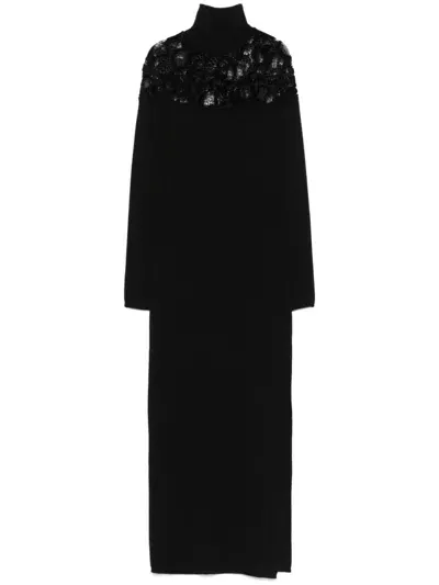 Sonia Rykiel Velvet Lace-detail Dress In Black