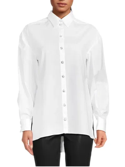 Sonia Rykiel Crystal-buttons Poplin Shirt In White