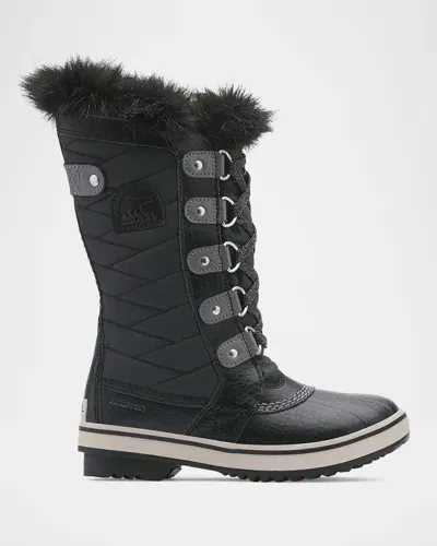 Sorel Kid's Tofino Ii Tall Hiking Boots With Faux Fur Trim, Kids In Black Quarry