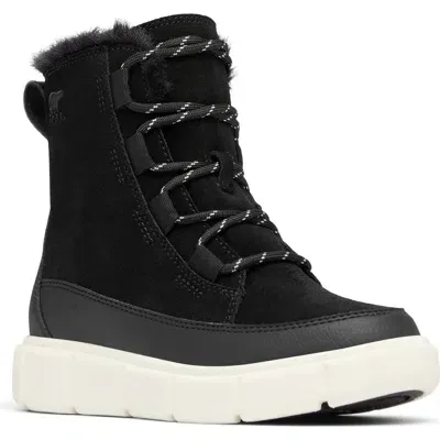 Sorel Kids' Explorer Iii Waterproof Boot In Black/sea Salt