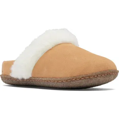 Sorel Kids' Nakiska Ii Faux Fur Slide Slipper In Tawny Buff