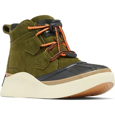 Sorel Kids' Out 'n About Classic Waterproof Boot In Utility Green/black