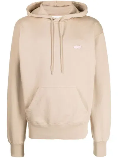 Soulland Embroidered Logo Long-sleeve Hoodie In Braun