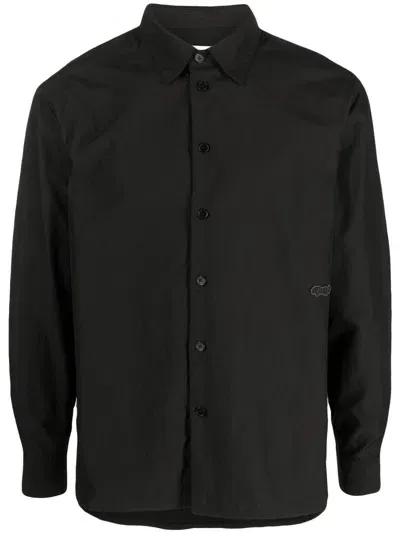 Soulland Logo-patch Plain Shirt In Black