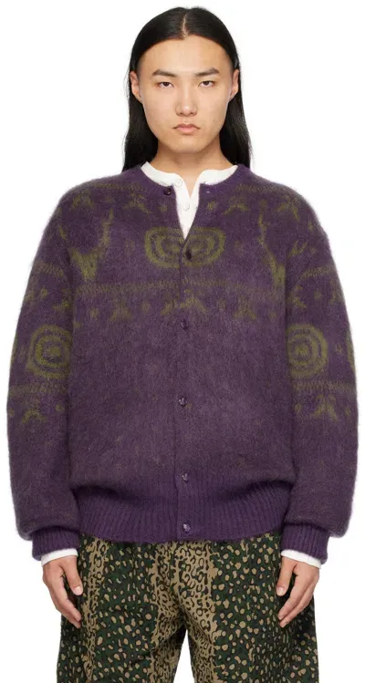 South2 West8 Purple Mohair Cardigan In B-purple