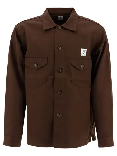 South2 West8 "smokey" Overshirt In Brown