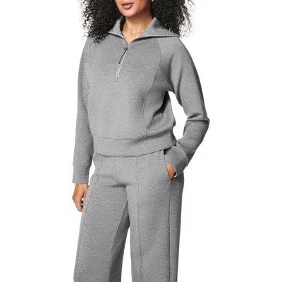 Spanx Airessentials Half Zip Sweatshirt In Medium Grey Heather