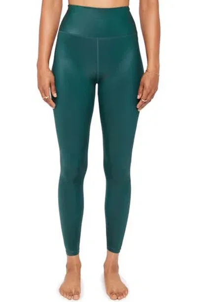 Spiritual Gangster Ada High Waist Wet Look Leggings In Deep Forest