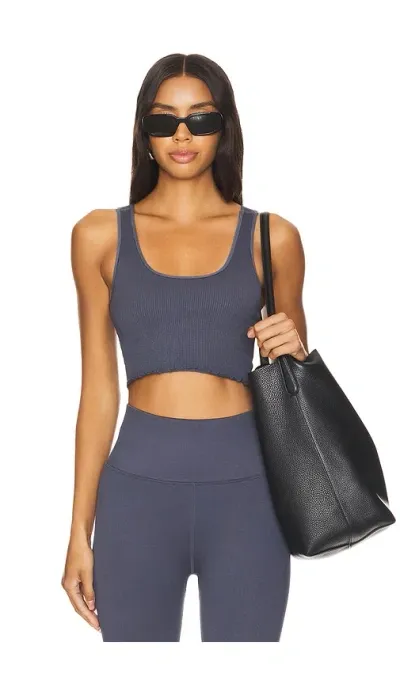 Spiritual Gangster Amor Crop Tank Top In Slate