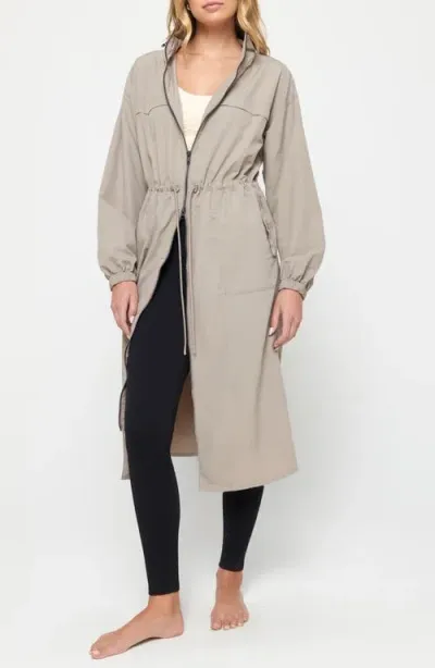 Spiritual Gangster Natasha Full Zip Trench Coat In Taupe