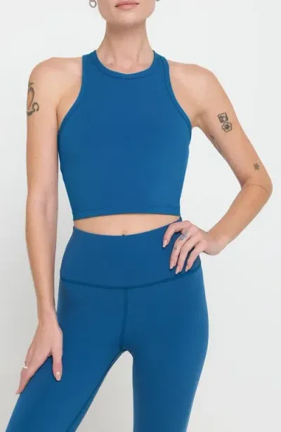 Spiritual Gangster Racerback Crop Tank In Topaz