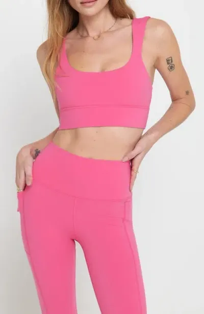 Spiritual Gangster Salem Longline Sports Bra In Wildflower Pink