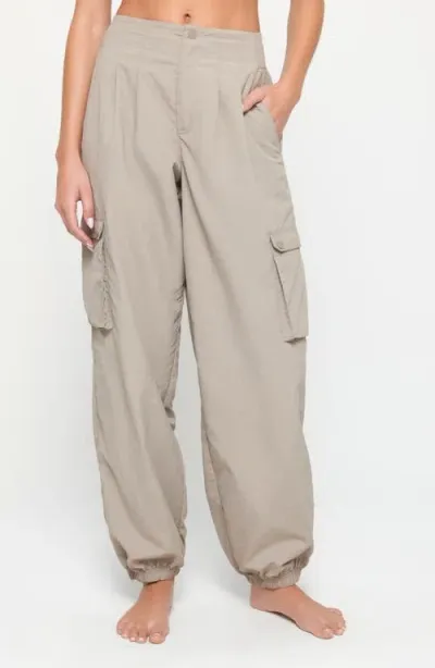 Spiritual Gangster Talyor Nylon Cargo Jogger Pants In Taupe