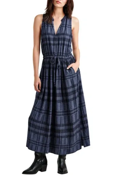 Splendid Cleo Plaid Maxi Dress In Navy Digi Plaid