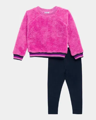 Splendid Kids' Girl's Fuzzy Sweatshirt & Leggings Set In Top