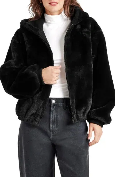 Splendid Mikki Faux Fur Hoodie In Black