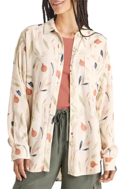 Splendid Suki Leaf Print Button-up Shirt In Painterly Print