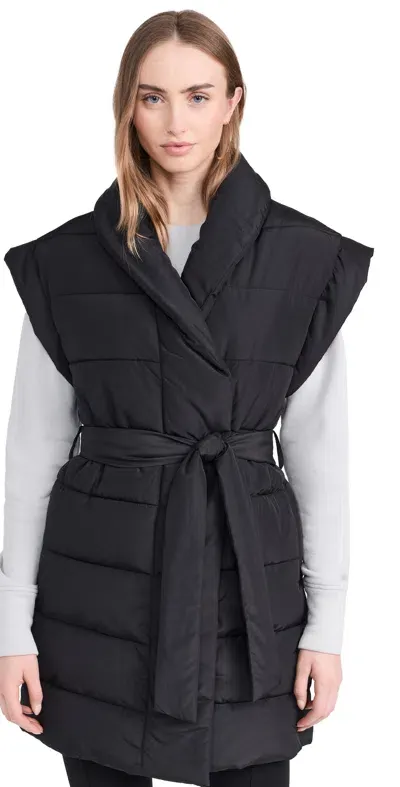 Splendid X Cella Jane Long Puffer Vest Black