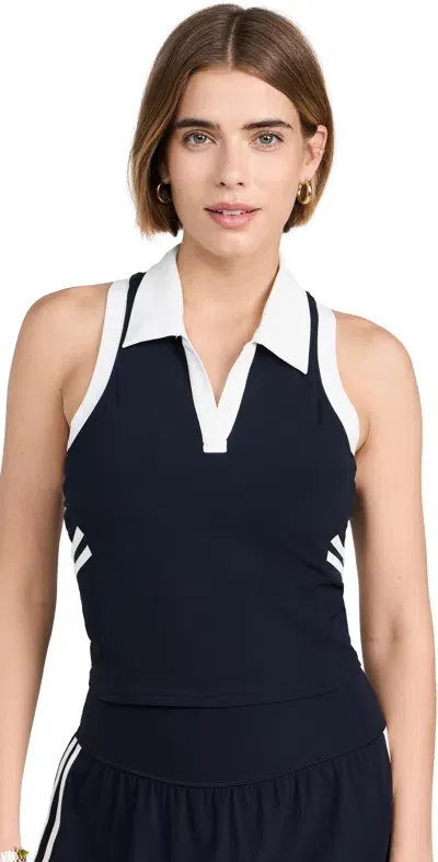 Splits59 Austin Crop Polo Top In Indigo/white