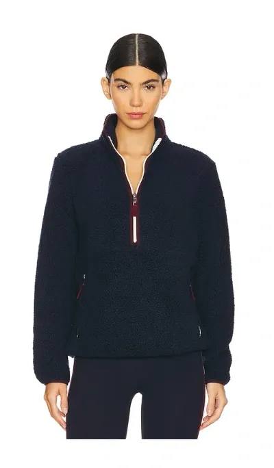 Splits59 Libby Sherpa Half Zip Sweatshirt In Indigo & Dark Cherry