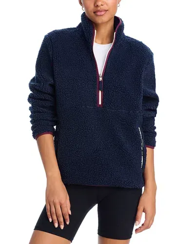 Splits59 Libby Sherpa Half Zip Top In Indigo/dark Cherry