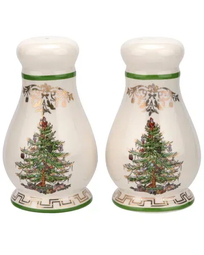 Spode Christmas Tree Gold Salt And Pepper Set In Green