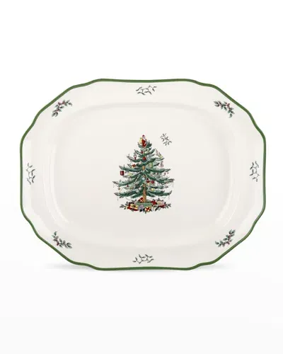 Spode Christmas Tree Sculpted Platter In Green