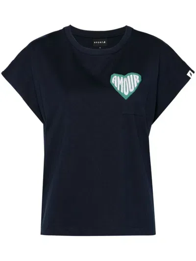 Sport B. By Agnès B. Amour Embroibery Short Sleeves T-shirt In Blue