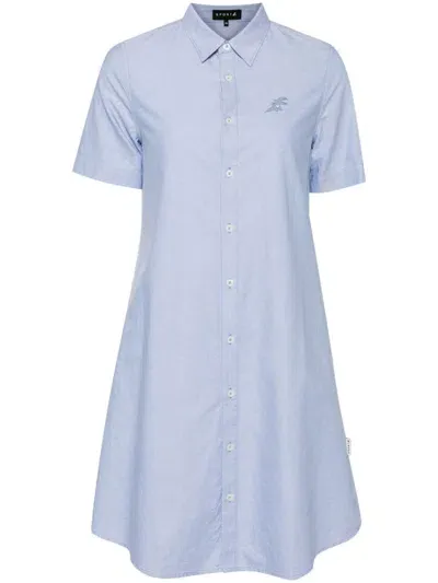 Sport B. By Agnès B. Dino-embroidered Shirt Dress In Blue