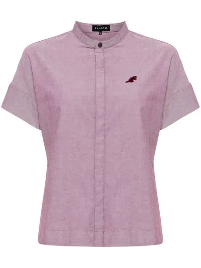 Sport B. By Agnès B. Dino-embroidered Short-sleeved Shirt In Purple