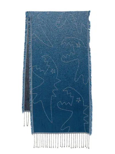 Sport B. By Agnès B. Dino Fringed Scarf In Blue