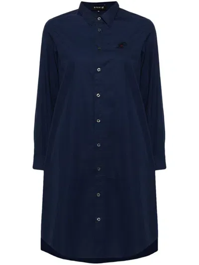 Sport B. By Agnès B. Logo-embroidered Shirt Dress In Blue