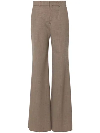 Sport Max Wool Blend Flared Leg Trousers In Brown