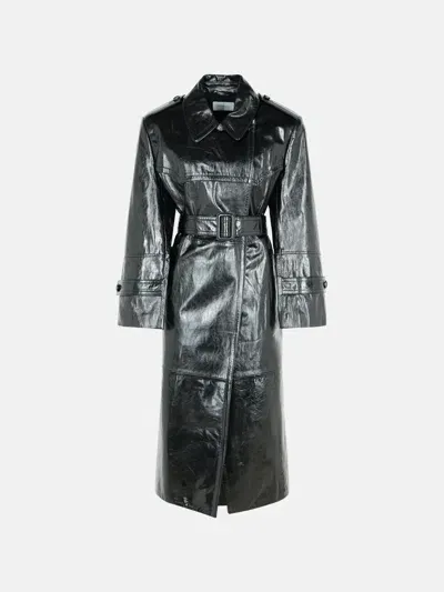 Sportmax 'alfeo12' Black Leather Trench Coat