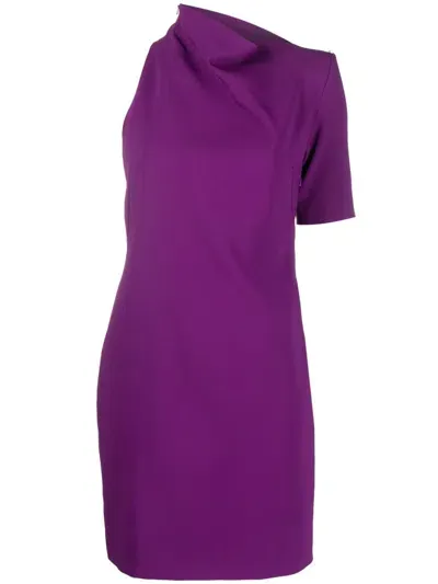 Sportmax Asymmetric One-shoulder Minidress In Purple