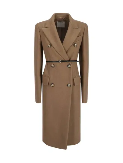 Sportmax Belted Trench Coat In Brown