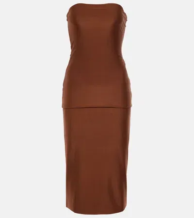 Sportmax Bilma Strapless Jersey Midi Dress In Brown