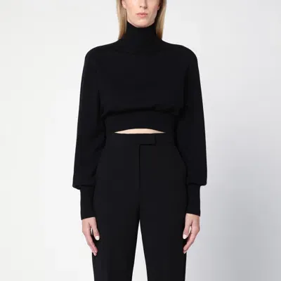 Sportmax Black Cropped Turtleneck Sweater In White