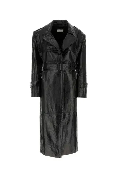 Sportmax Black Nappa Leather Alfeo1234 Trench Coat