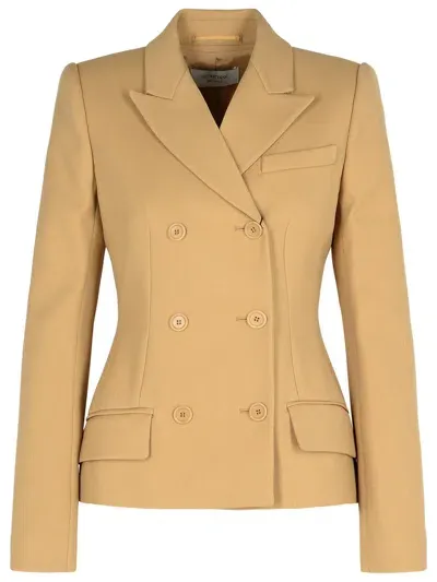 Sportmax Cablo Beige Cotton Blend Blazer In Brown