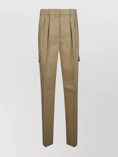 Sportmax Cargo Trousers With Multiple Pockets And Pleats In Cammello