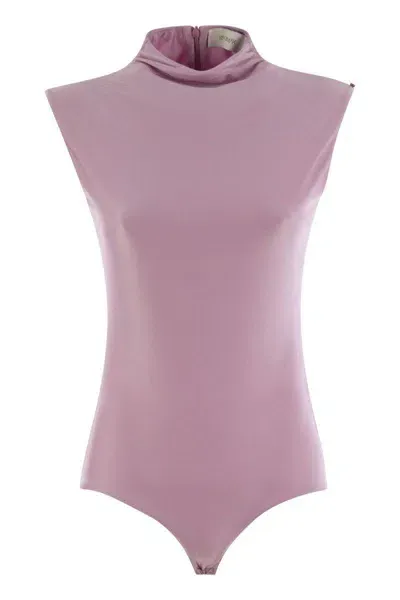 Sportmax Cristin - Shiny Lycra Bodysuit In Pink