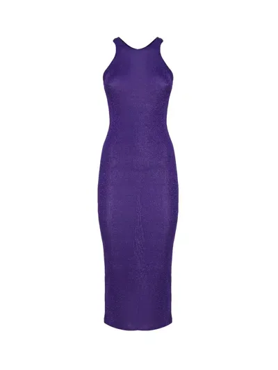 Sportmax Deruta Midi Dress In Ribbed Knit In Purple