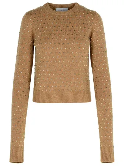 Sportmax Embellished Knitted Jumper In Brown